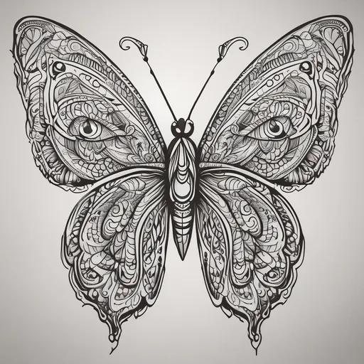 Butterfly tattoo design in neotraditional style with butterfly features