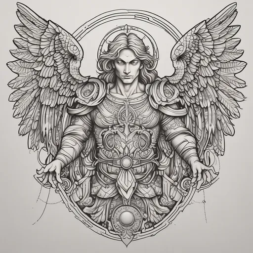 St. Michael The Archangel Slaying Satin Tattoo | Neo-Traditional Style