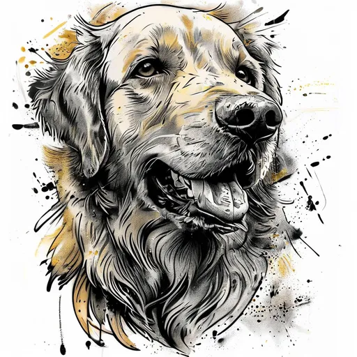 Golden Retriever tattoo design in graffiti style with animal, dog, pets, goldenretriever features