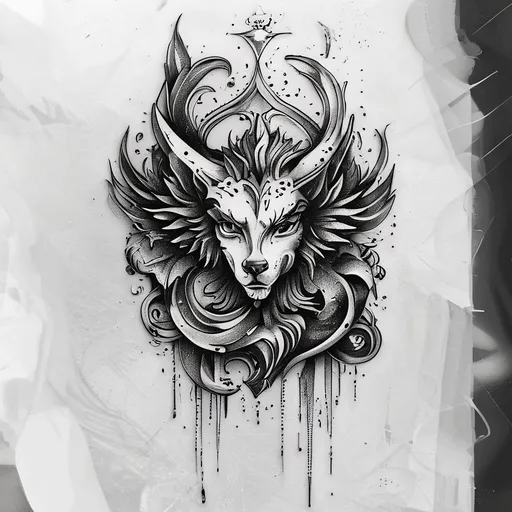 Aquarius Zodiac Sign tattoo design in black-grey style with astrology, constellation, zodiac, Aquarius, water-bearer features