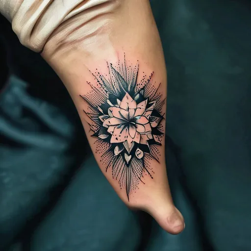 flash tattoo design in dotwork style with design, art, colorful, flash, vibrant features
