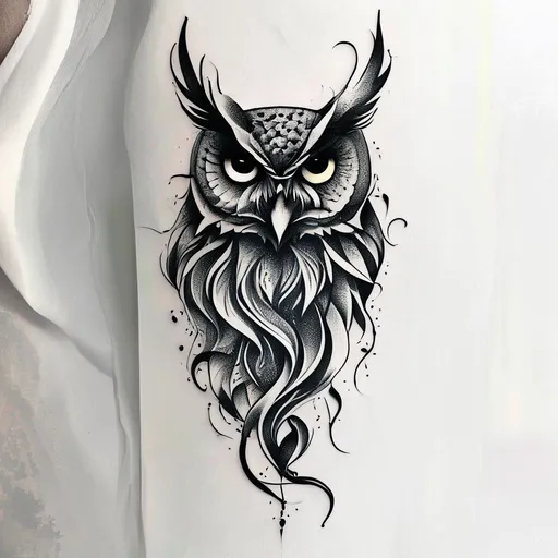 owl tattoo design in abstract style with owl features