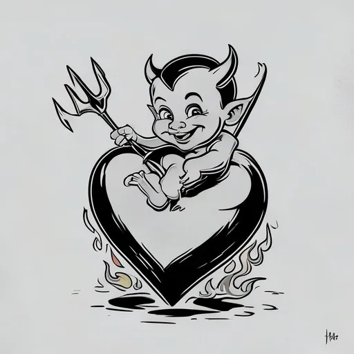 Devil's plaything tattoo design in black-grey style with dark, whimsical, devil, plaything, demonic features