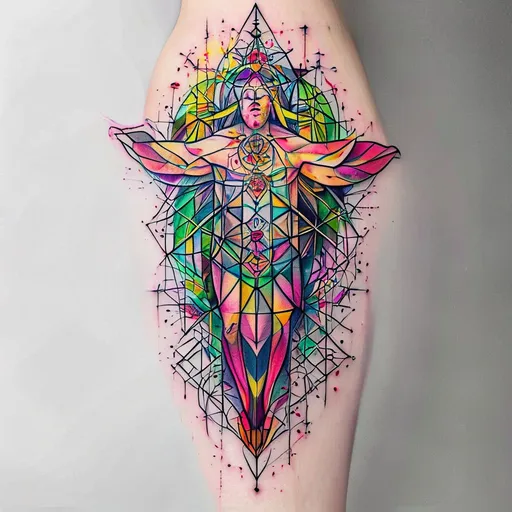God and Sacred Geometry tattoo design in new-school style with spiritual, geometry, god, divine, sacred geometry features