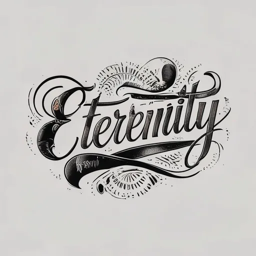 eternity tattoo design in chicano style with symbol, circle, infinity, timeless features