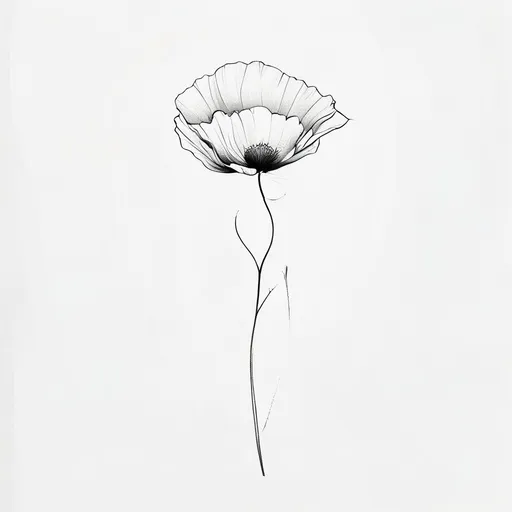 poppy tattoo design in minimalist style with nature, flower, botanical, poppy features