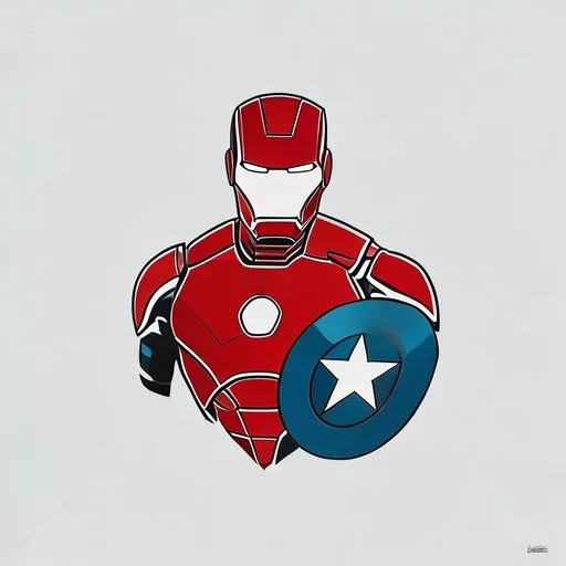 Red iron man with blue captain america tattoo design in minimalist style with blue, red, ironman, captainamerica features