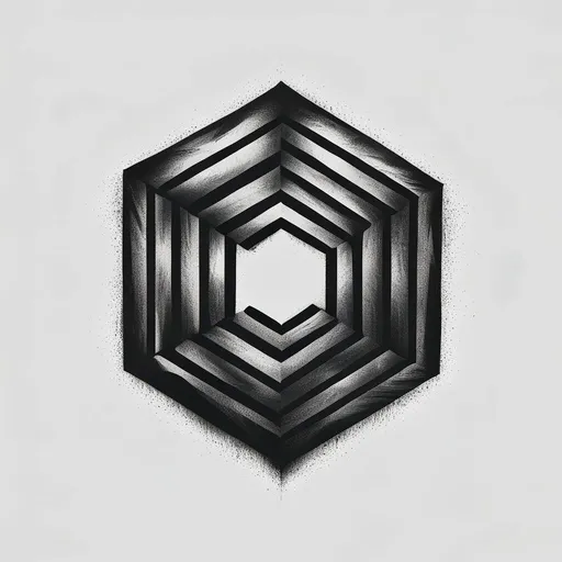 Hexagon tattoo design in black-grey style with geometric, hexagon, shape features